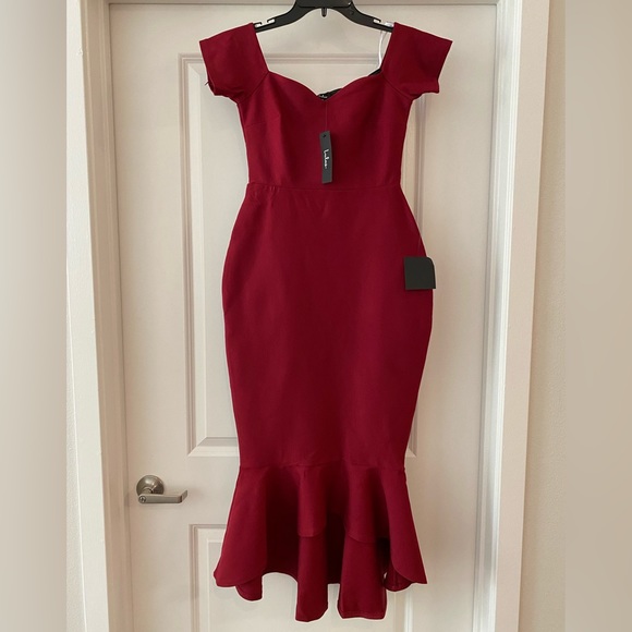 Lulu’s How Much I Care Off the Shoulder Dress Red - Picture 4 of 14